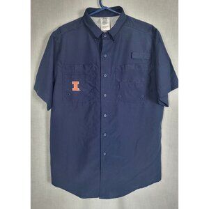 Illinois Fighting Illini Mens M button down Shirt College NWT Pockets Pro Edge